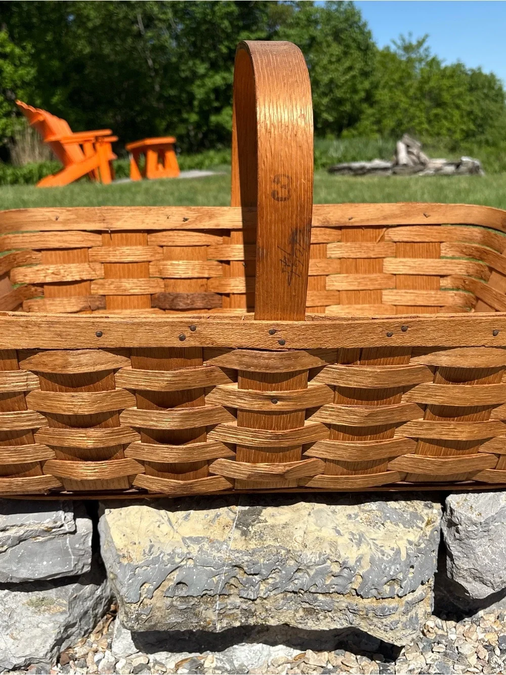 Classic Vintage Woven Wood Basket in Natural Brown